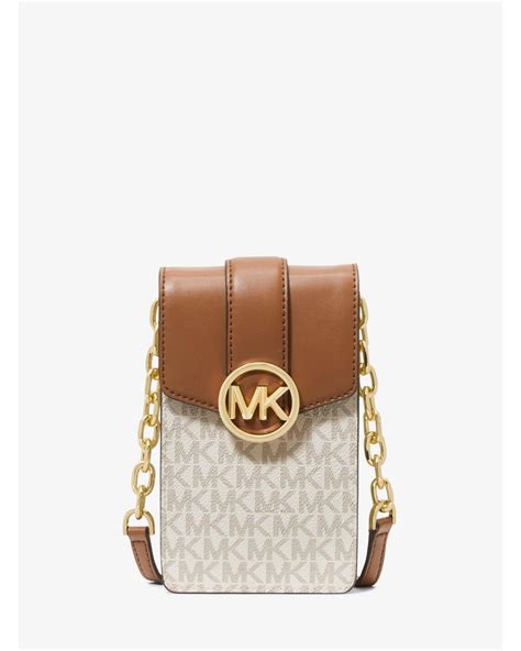 michael michael kors carmen small logo smartphone crossbody bag brown|Carmen Small Crossbody Bag .